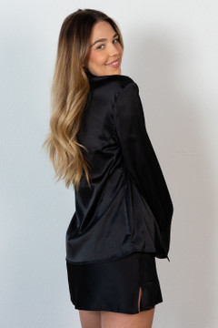 CALIstyle French Girl Satin Blouse/Top In Black - New Color Alert