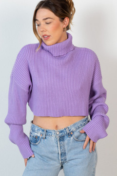 CALIstyle Lighter Days Roll Neck Sweater In Lavender