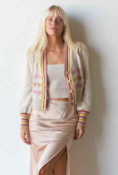 CALIstyle Heart Song Cardigan Set In Stone Multi