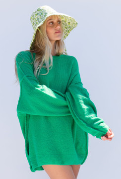 CALIstyle Sea Glass Oversized Sweater In Kelly Green ~ Pre-Order