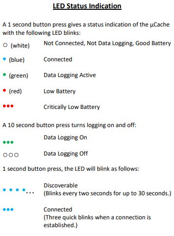 microCache Bluetooth Micro Logger LED status indication