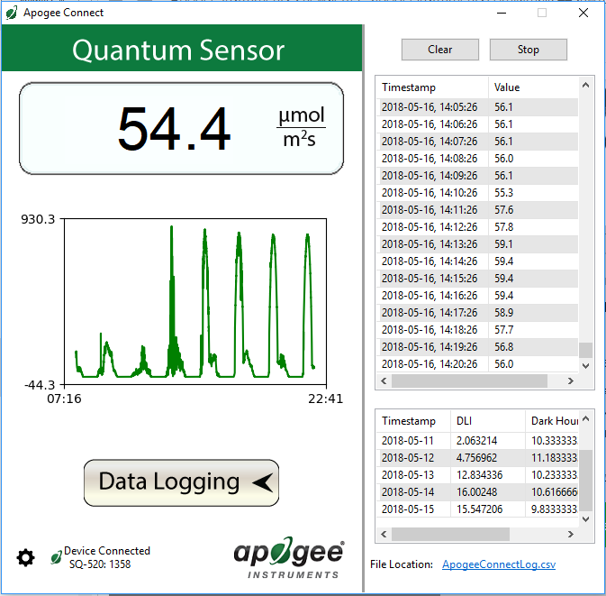 Apogee Connect software screenshot