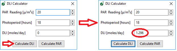 Apogee Connect features a DLI calculator to calculate total moles of PAR over a 24 hour period