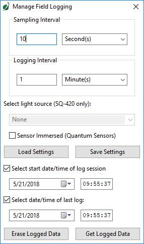 Apogee Connect Manage Field Logging Window