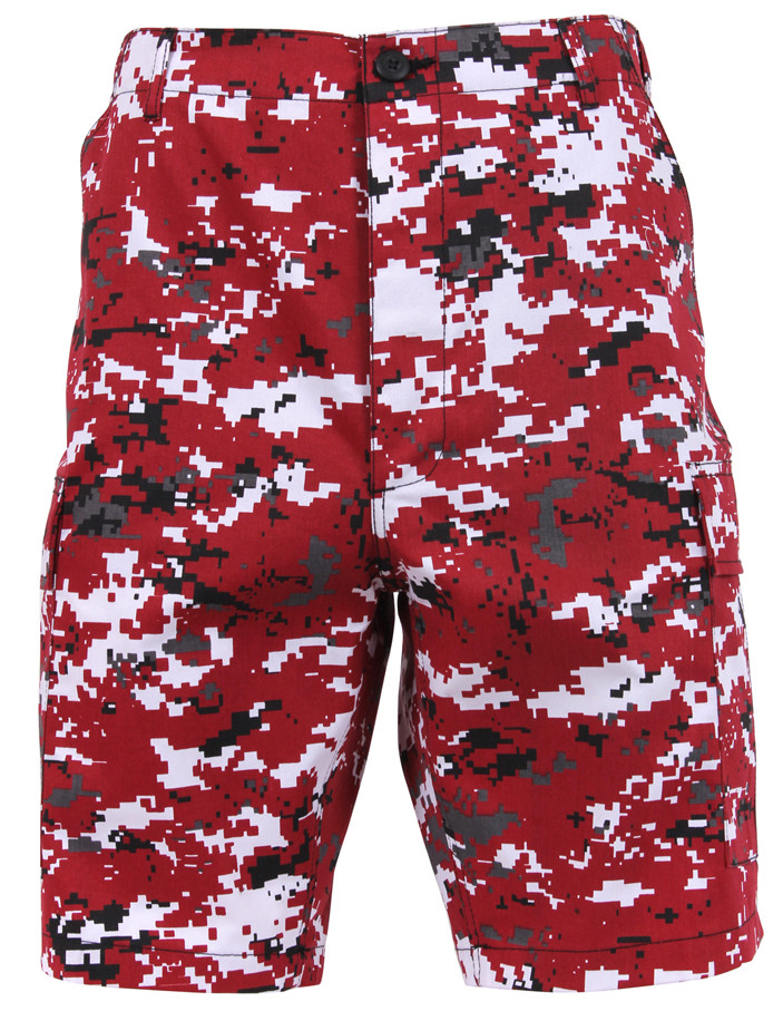 Shop Red Digital Camo Military Shorts 