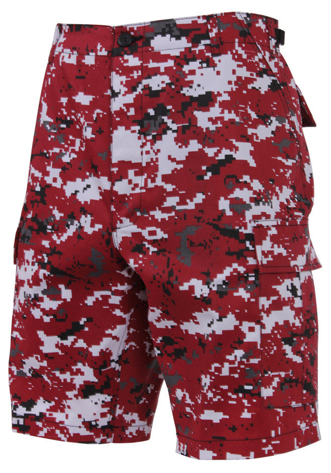 Shop Red Digital Camo Military Shorts 