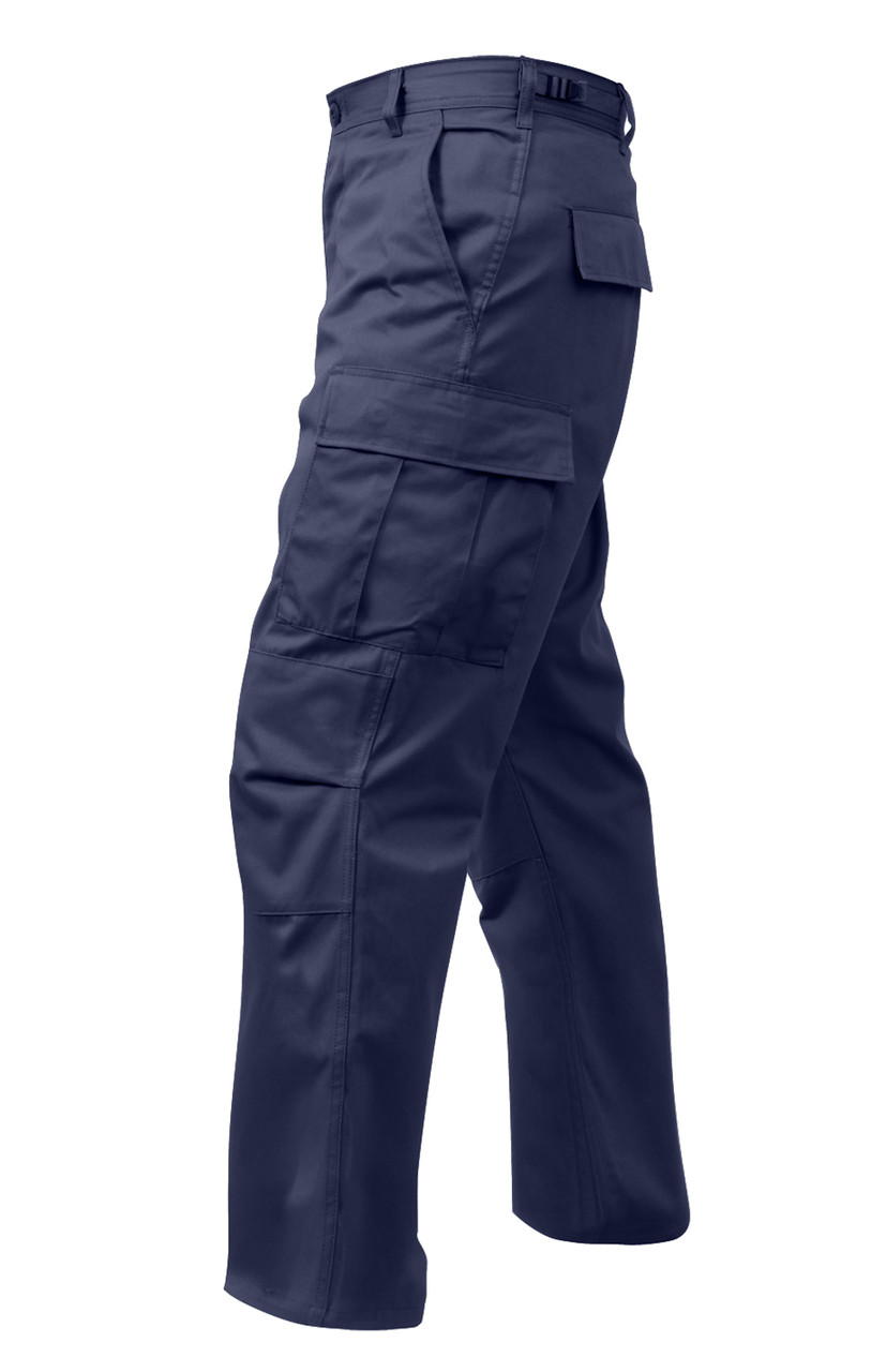 Relaxed Fit Zipper Navy Blue BDU Fatigue Pants