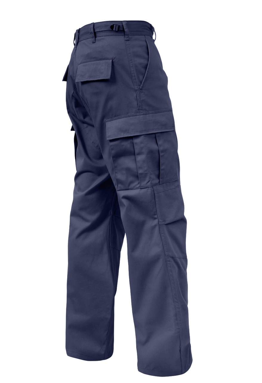 Relaxed Fit Zipper Navy Blue BDU Fatigue Pants