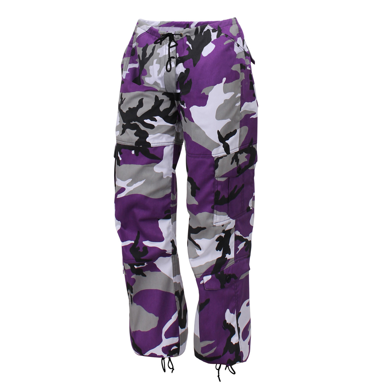 GORGLITTER Women's Camo Print Cargo Pant Ruffle Trim Side Drawstring Waist  Baggy Jogger Trousers Multicolor X-Small at Amazon Women's Clothing store