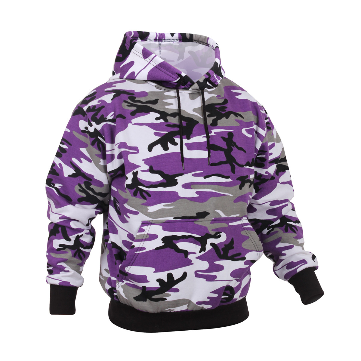 Purple Camo Hooded Pullover Sweatshirt