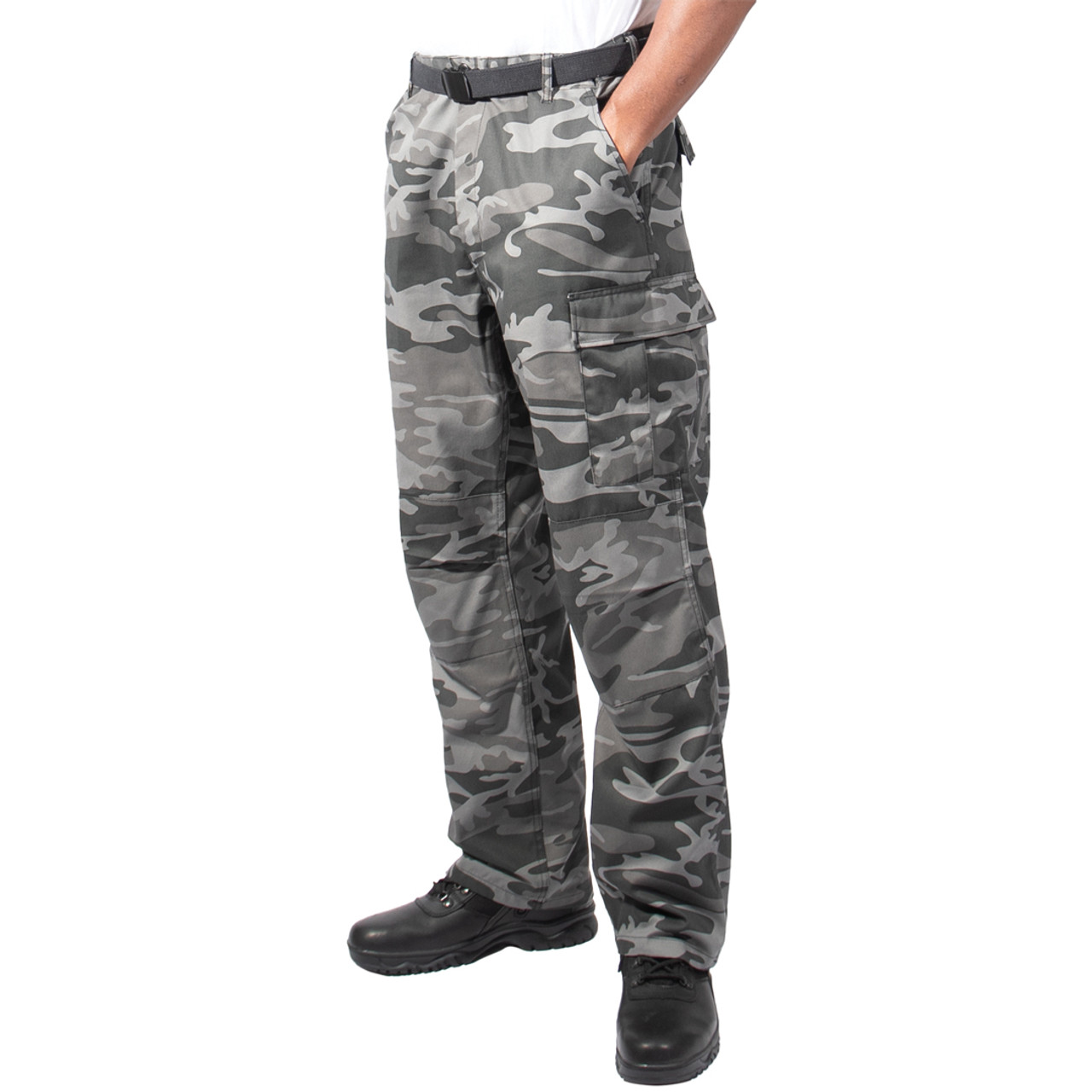 Shop Relaxed Fit Zipper Black Camo BDU Pants - Fatigues Army Navy