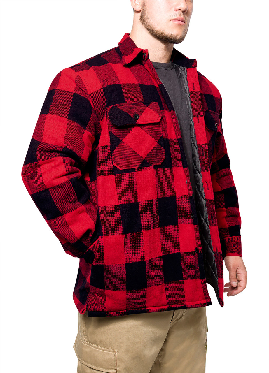 Buffalo Red Plaid Quilted Lined Flannel Jacket