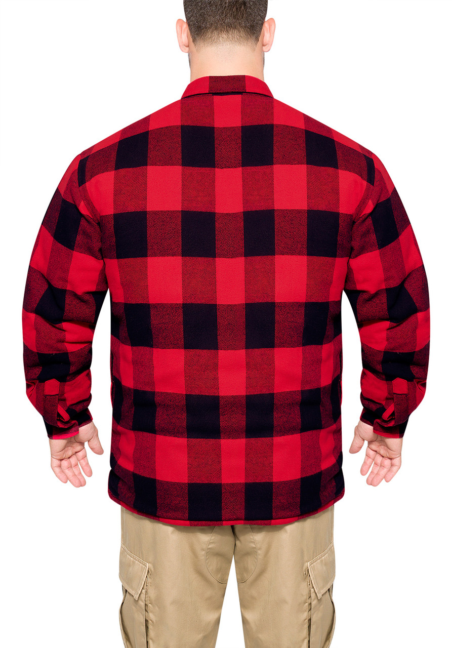 Buffalo Red Plaid Quilted Lined Flannel Jacket