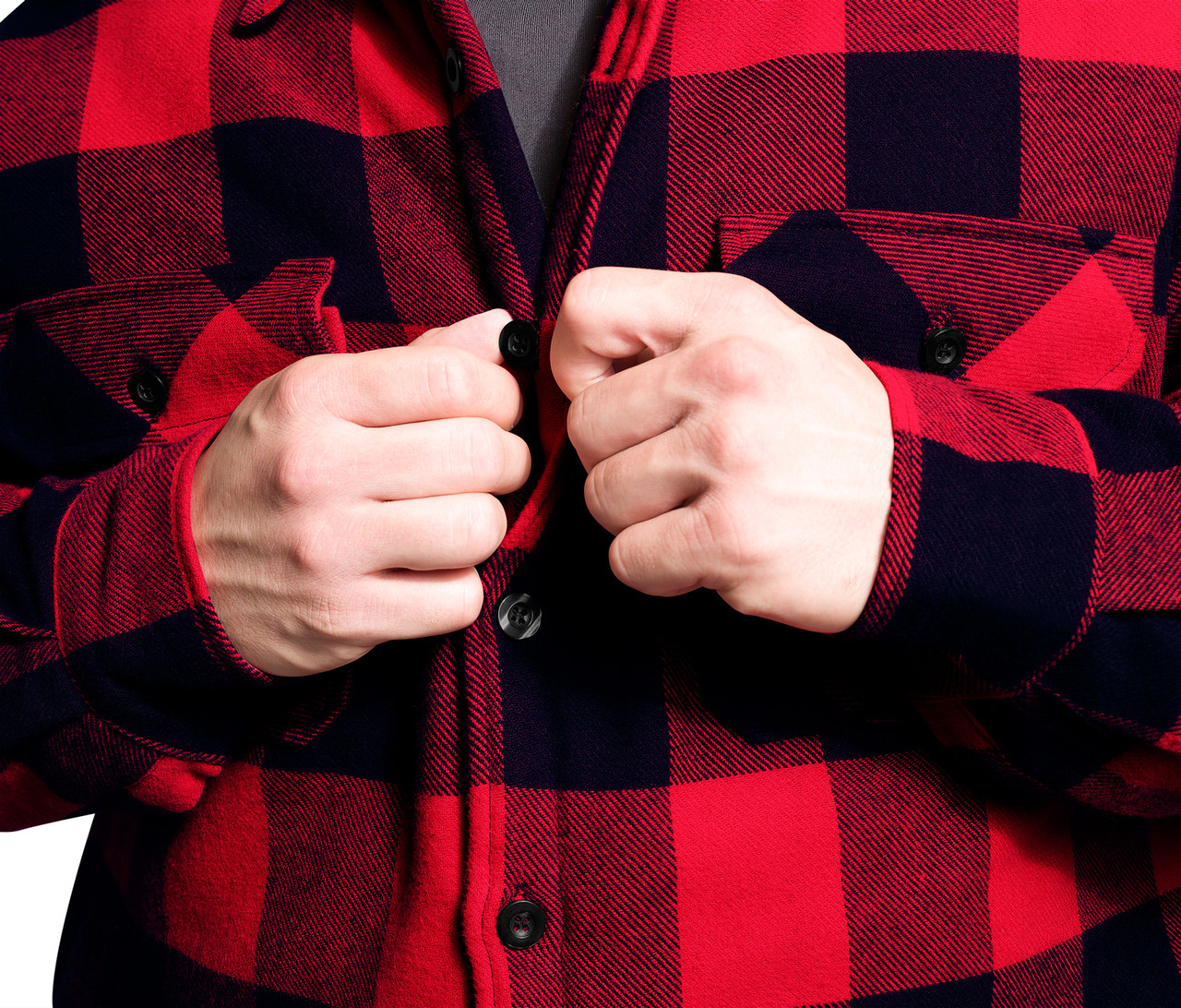 Buffalo Red Plaid Quilted Lined Flannel Jacket