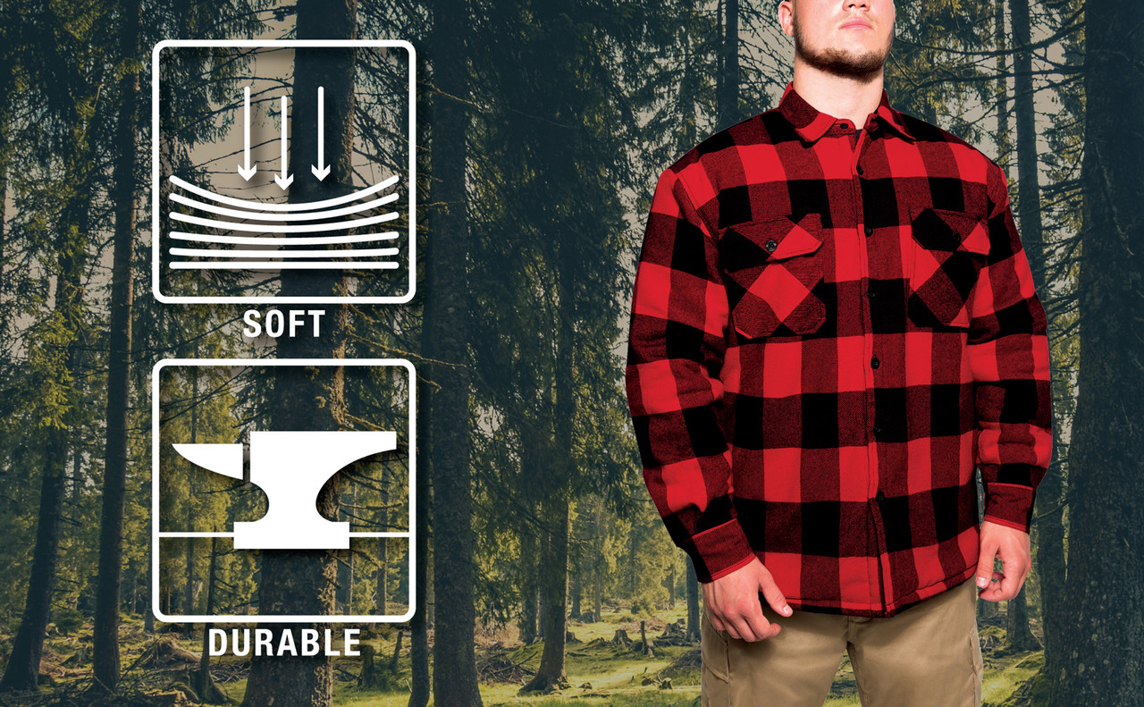 Buffalo Red Plaid Quilted Lined Flannel Jacket