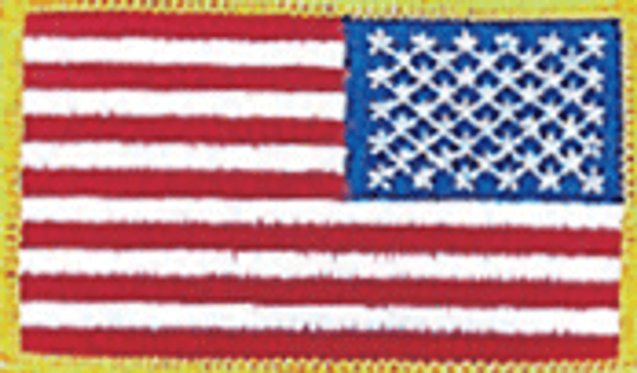 USA American Flag REVERSE Patch 2 x 3 Iron On or Sew On Embroidery