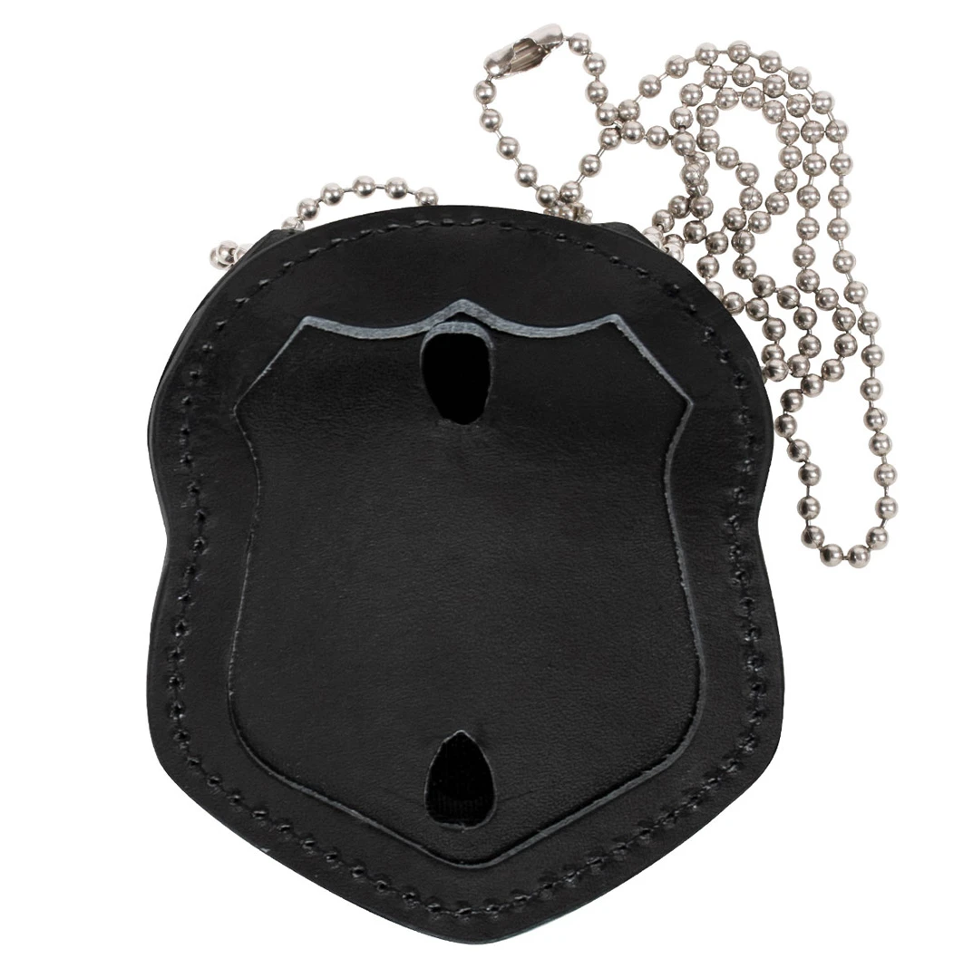 Perfect Fit Police Sergeant Clip-On Leather Badge Holder W/ Neck Chain – Fits NJ NY Dept Styles