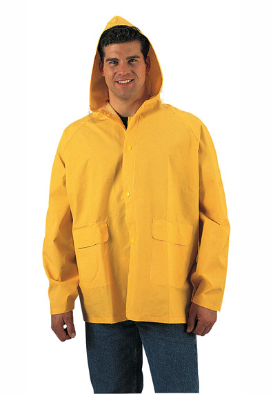 yellow pvc raincoat