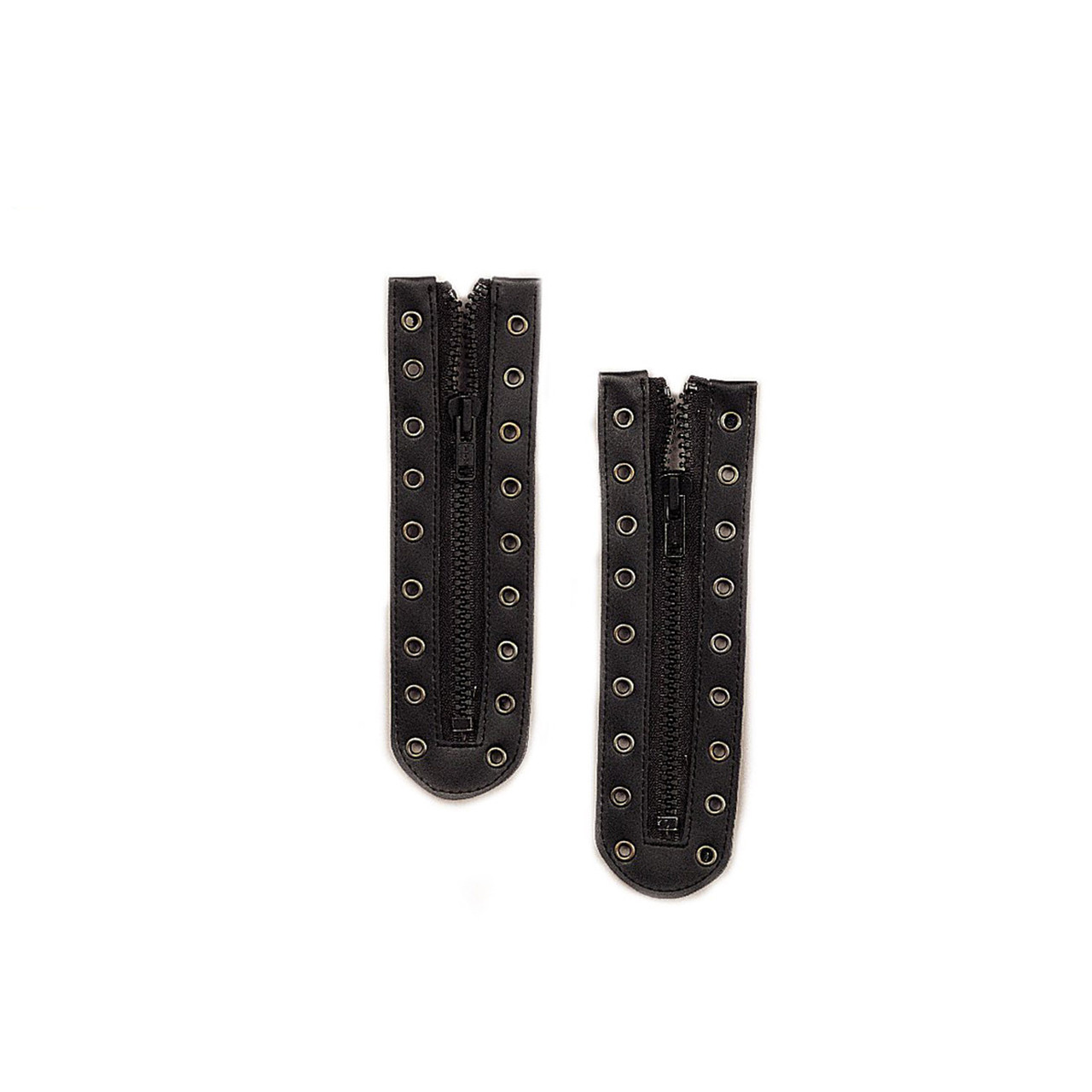 PH Leather Lace-In Boot Zipper Inserts, 6.1 x 2.1 inch 8 Metal Eyelets Zipper Boot Laces Black No Tie Shoe Laces for