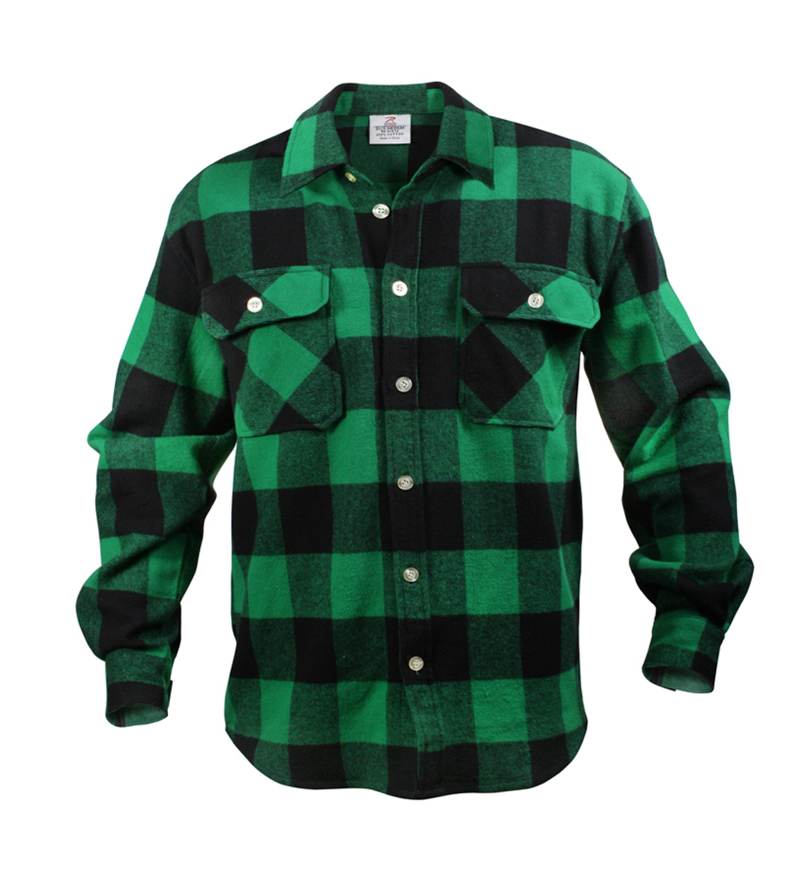 Jess Oversized Plaid Flannel Shirt in White/Green Plaid | Size Medium/Large | 100% Cotton | American Threads