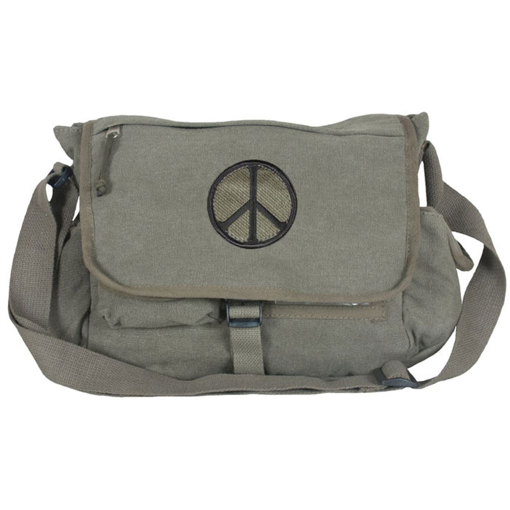 Shop Peace Sign Retro Shoulder Bags - Fatigues Army Navy