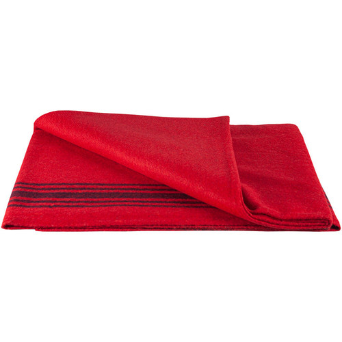 Adventure Red/Navy Striped Wool Blanket - Flap Folded View