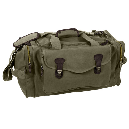 Classic Moss Green Canvas Weekenders Bag - View