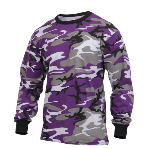 Ultra Violet Camo Long Sleeve T Shirts - View