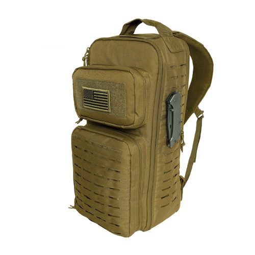 Tactical Single Sling Pack w/ Laser Cut MOLLE - Left Side View