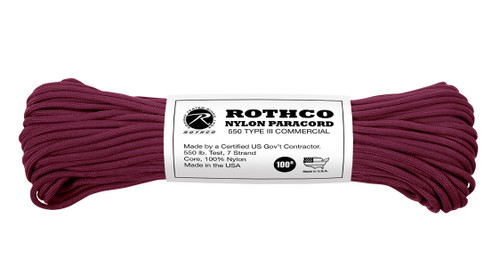 Burgundy Nylon Paracord 550 LB - 100 Feet - View