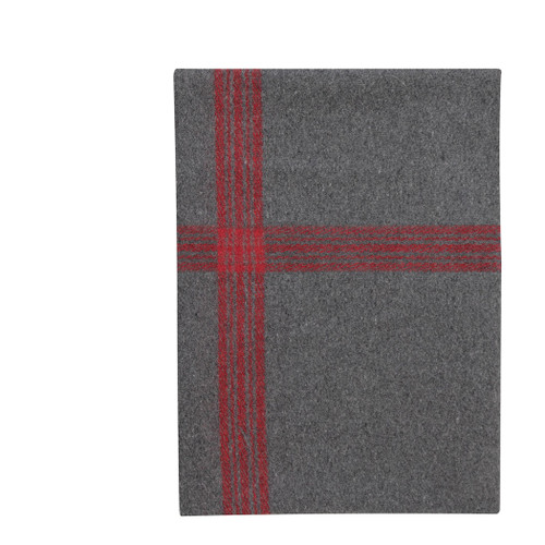 Adventure Grey/Red Striped Wool Blanket - Flat View