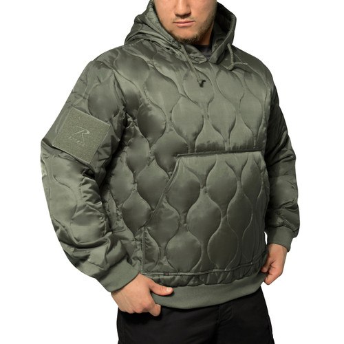 Olive Drab Quilted "Woobie" Anorak Pullover - Side View