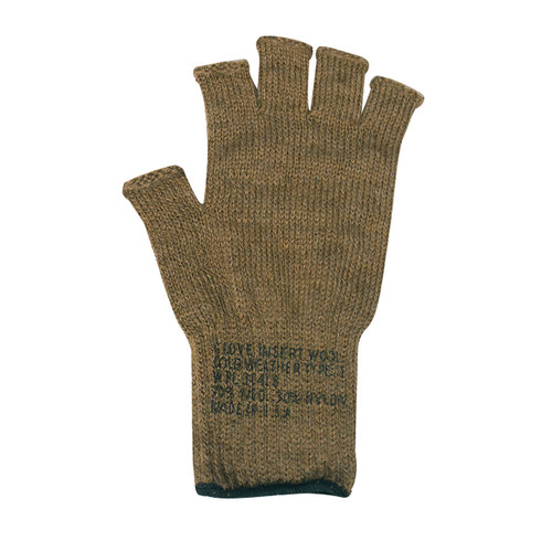 Coyote Brown Fingerless Wool Gloves - View