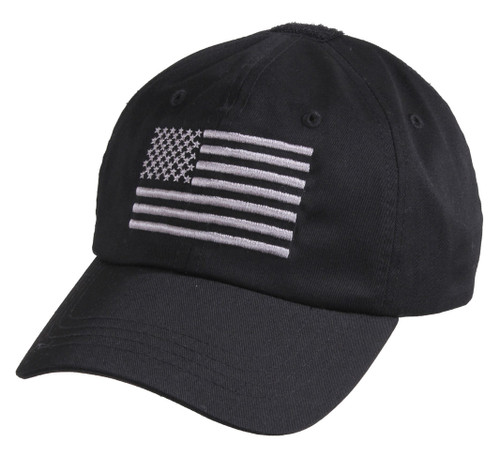 Black Tactical Operator Cap w/ US Flag - View