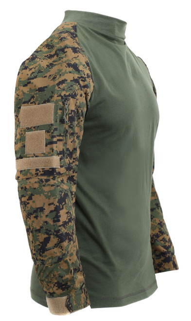 Tactical Airsoft Combat Shirt - Woodland Digital View