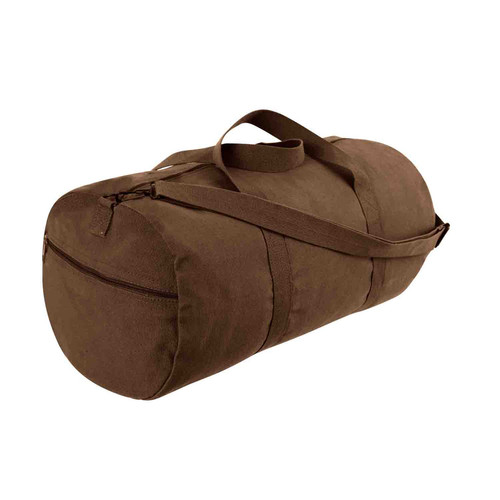 Brown Canvas Travel Shoulder Bag - Side View