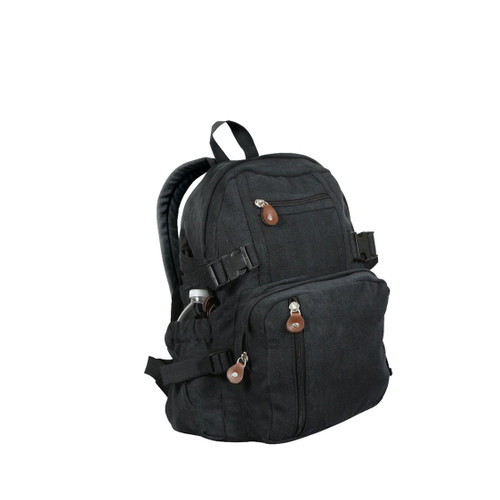 Vintage Black Urban Compact Backpack - Side View