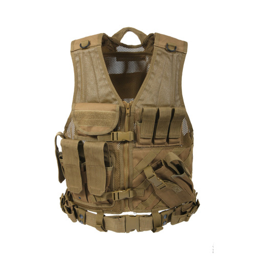 Coyote Cross Draw MOLLE Tactical Vest - Front View