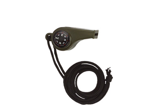 Olive DrabSuper Whistle w/Compass & Thermometer - View