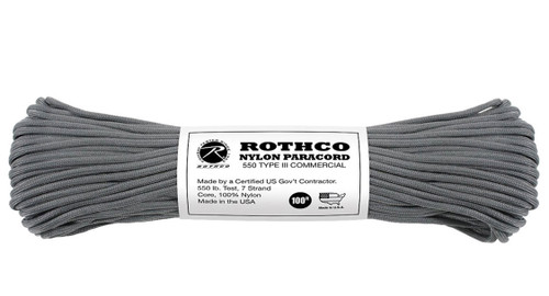 Charcoal Grey Nylon Paracord 550 LB - 100 Feet 