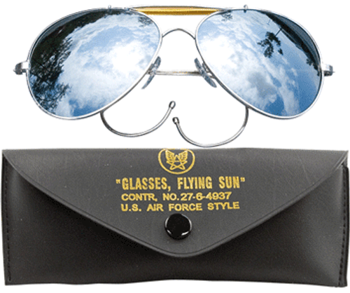 Mirror Air Force Style Sunglasses w/case - Full View