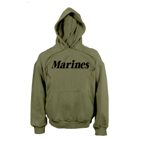 Olive Drab Marines Hooded Pullover Sweatshirt - View