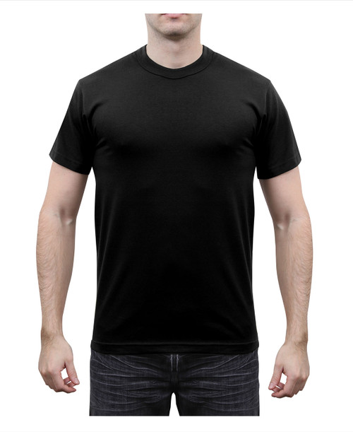 Black T Shirts - Poly/Cotton - Front View
