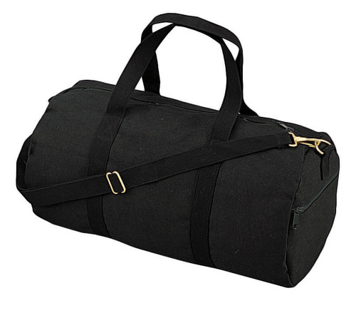 Black Canvas Sports Shoulder Bag - View