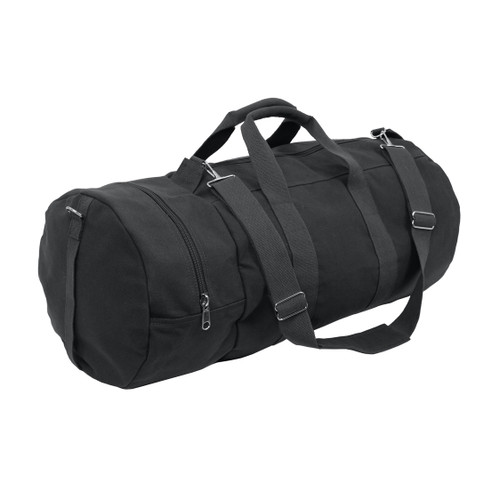Black Canvas Double Ender Travel Gear Bags - Full View