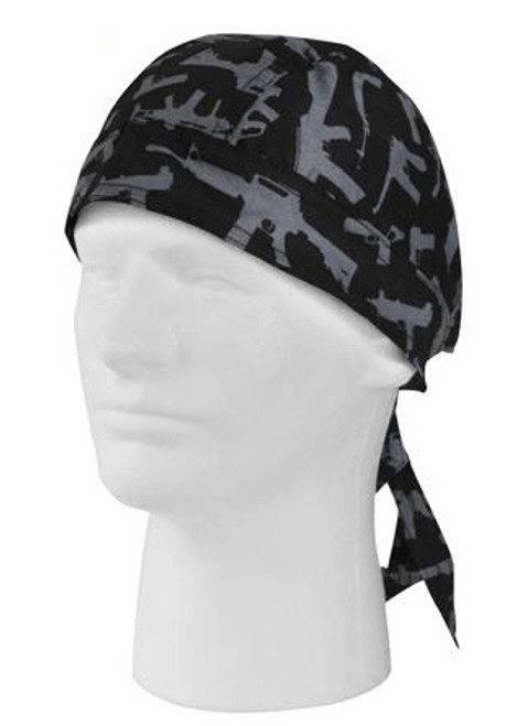 Black Gun Pattern Print Headwrap - View