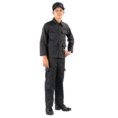 Kids SWAT Black Fatigue Pants - Model View
