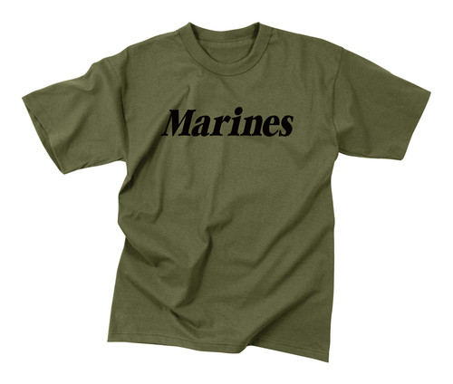 Kids Olive Drab Marines T Shirt - Flat View