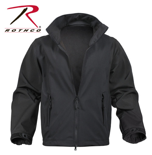 Rothco Black Soft Shell Uniform Jacket - Full View