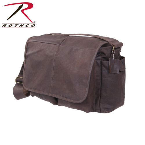 Rothco Brown Leather Classic Messenger Bag - View